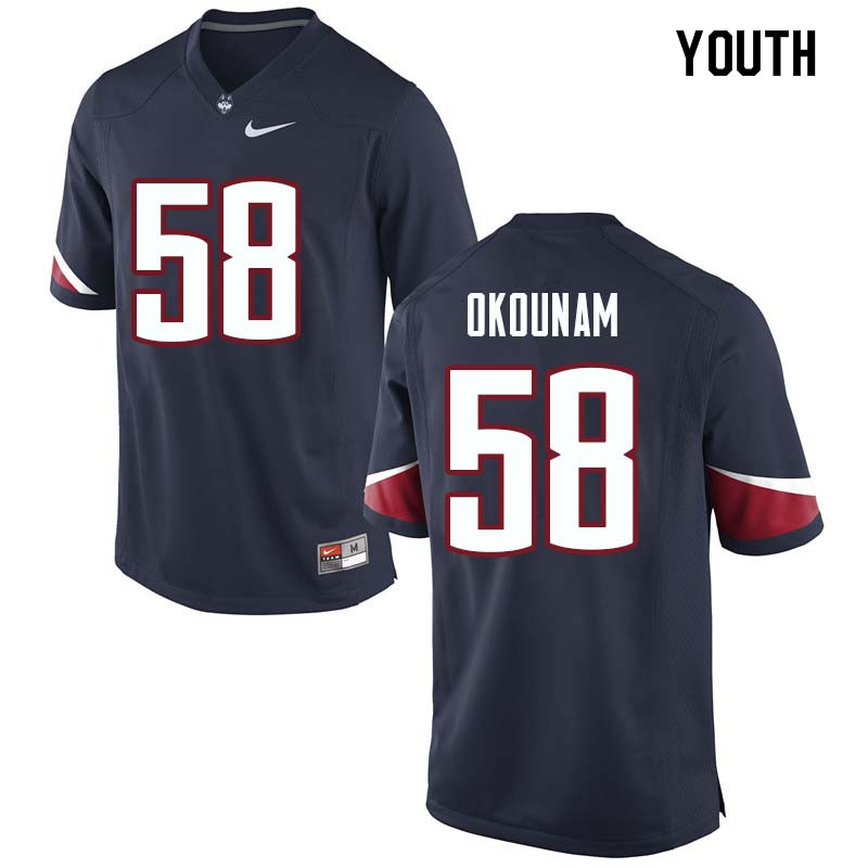 Youth #58 Philippe Okounam Uconn Huskies College Football Jerseys Sale-Navy